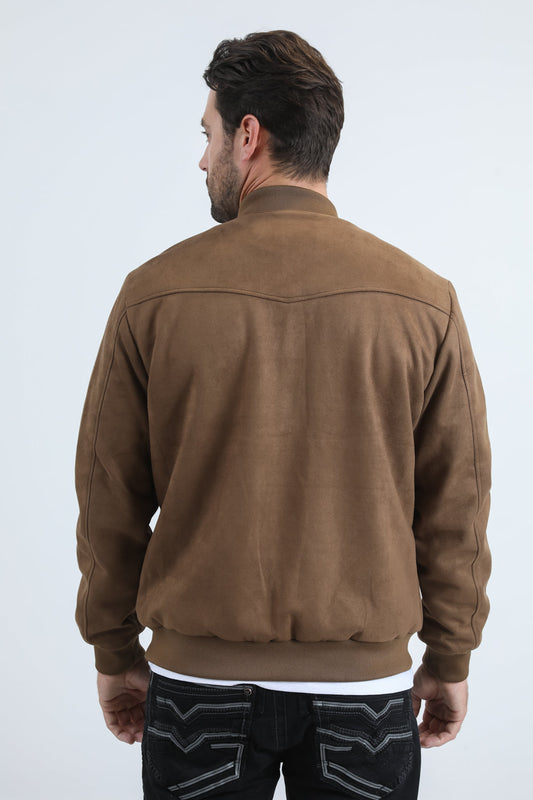 Abrigo Platini de ante sintético acolchado con forro de piel para hombre (JKT11092 Camel)