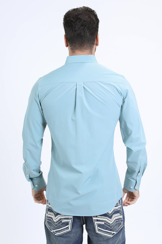 Platini Men's Performance Long Sleeve Blue Shirt (PCL10799 Blue)