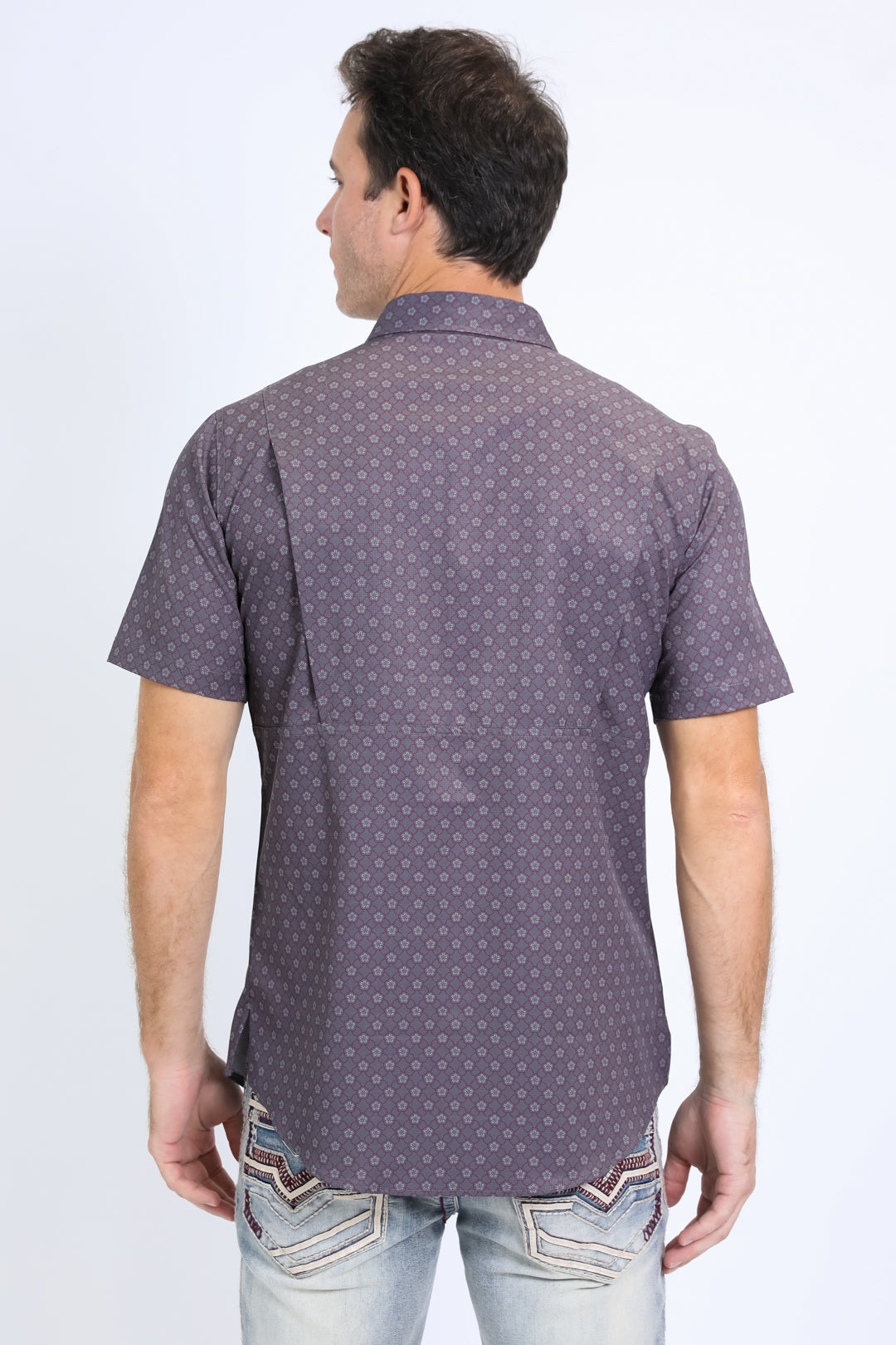 Platini Men's Western Aztec Performance Shirt (PGS10663 Grey)