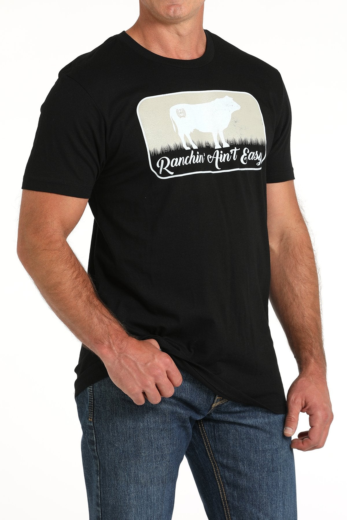 Camiseta Cinch Ranchin Ain't Easy para hombre (MTT1690633 - Negra)