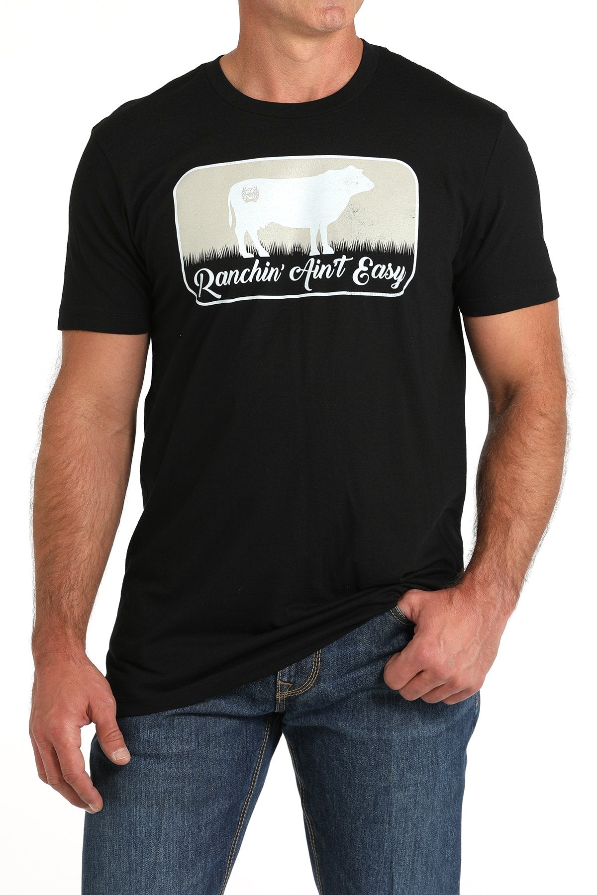 Camiseta Cinch Ranchin Ain't Easy para hombre (MTT1690633 - Negra)