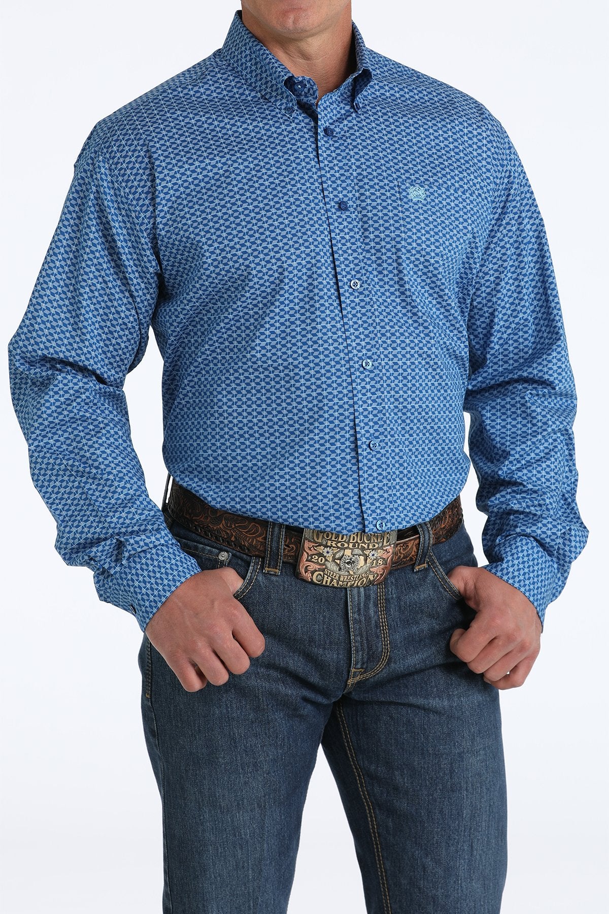 Camisa de manga larga Cinch para hombre (MTW1105795 - Azul real)
