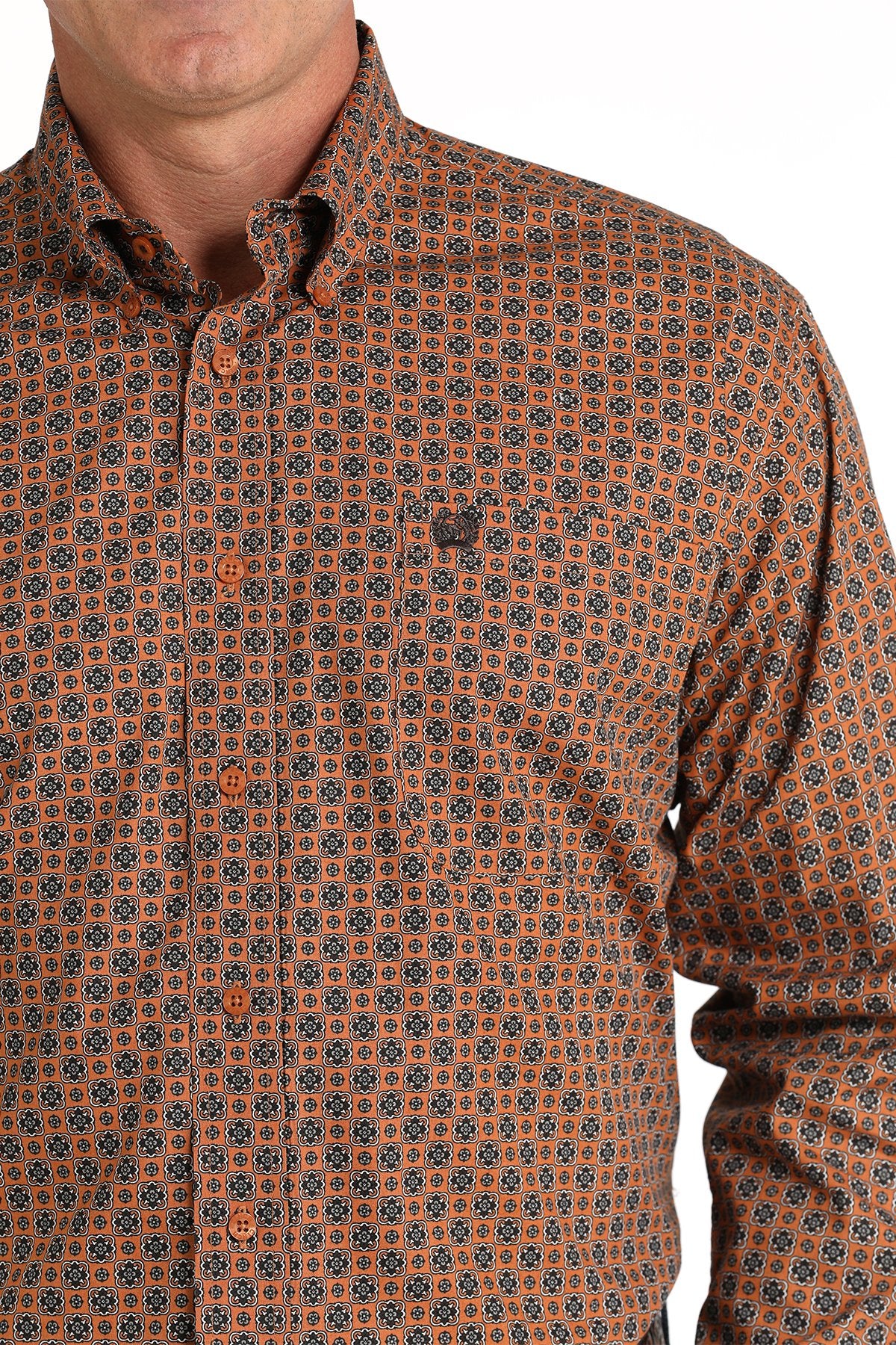 Camisa vaquera con botones y estampado geométrico Cinch para hombre (MTW1105821 - Dorada)