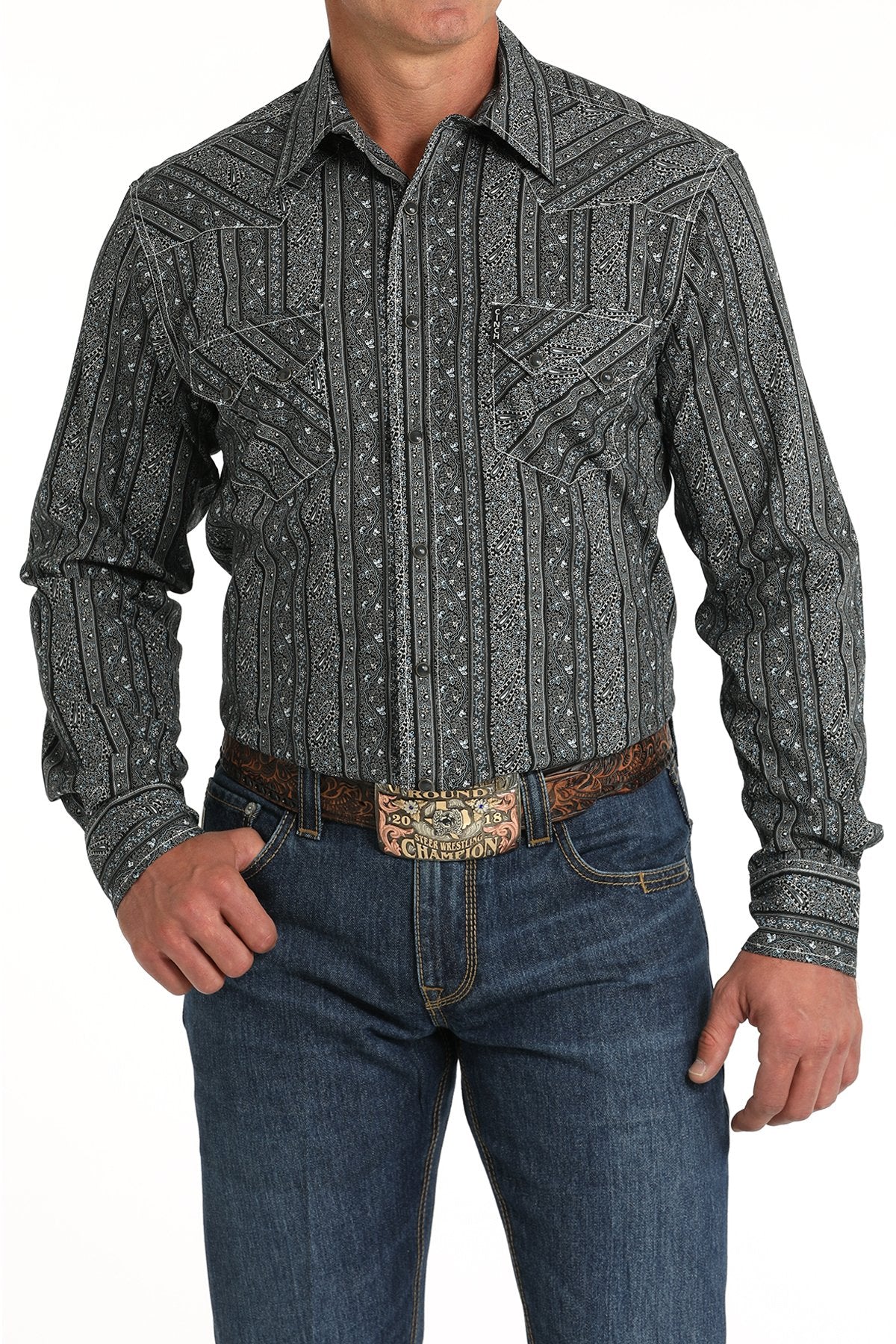 Camisa de manga larga Cinch para hombre (MTW1301076 - Negra)