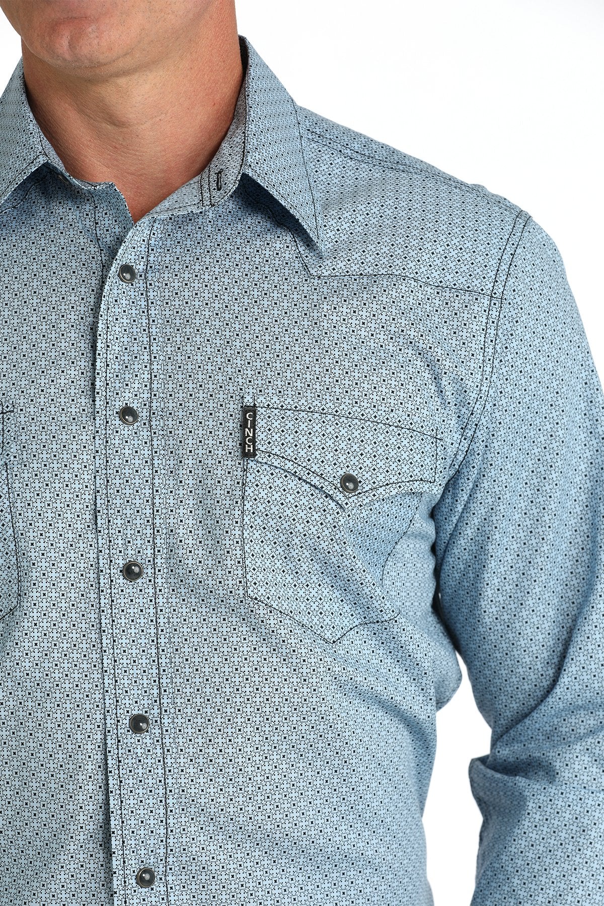 Cinch Men's Modern Fit Snap Front Western Shirt (MTW1303078 - Light Blue)