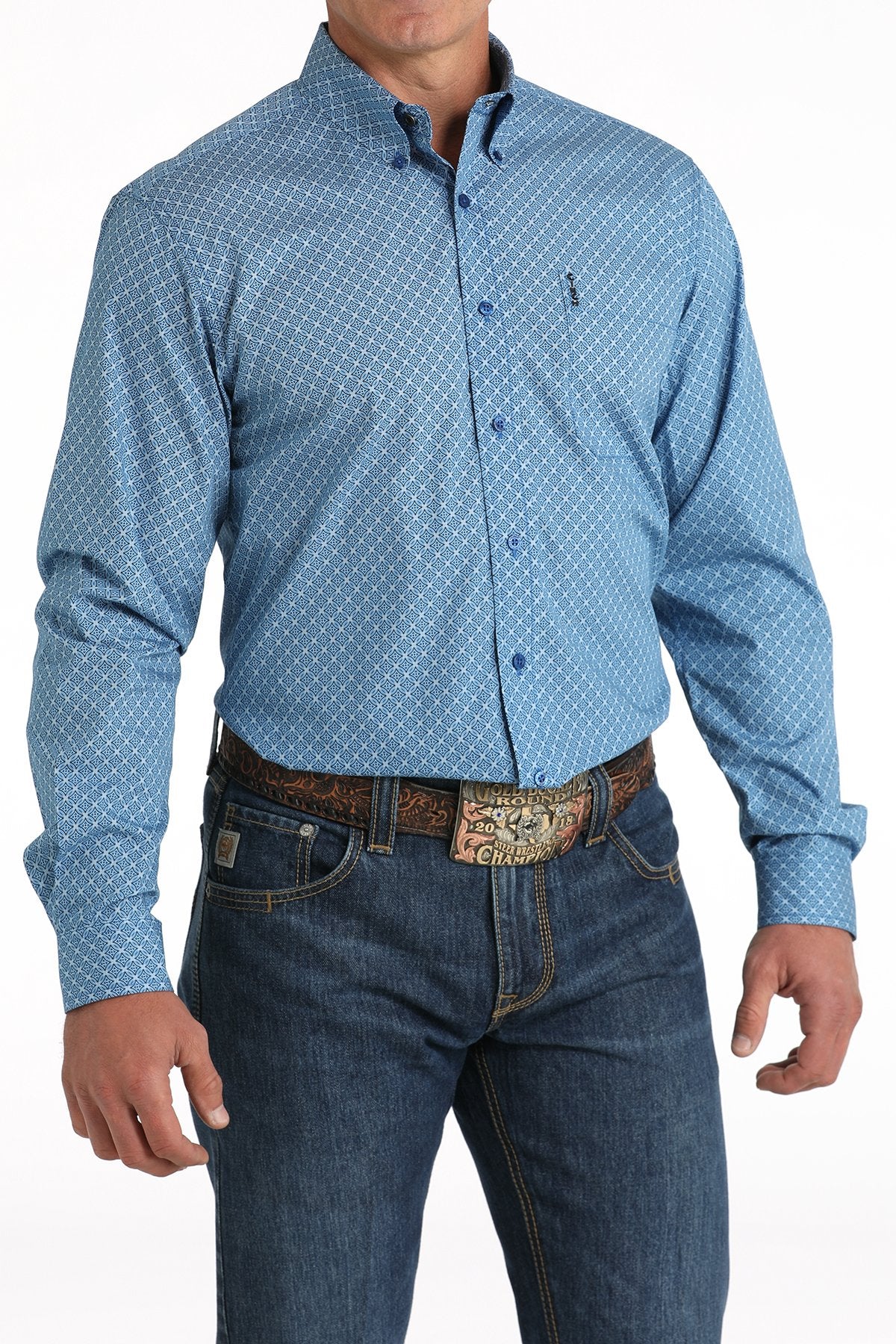 Cinch Men's Modern Fit Button-Down Western Shirt (MTW1347109 - Royal)