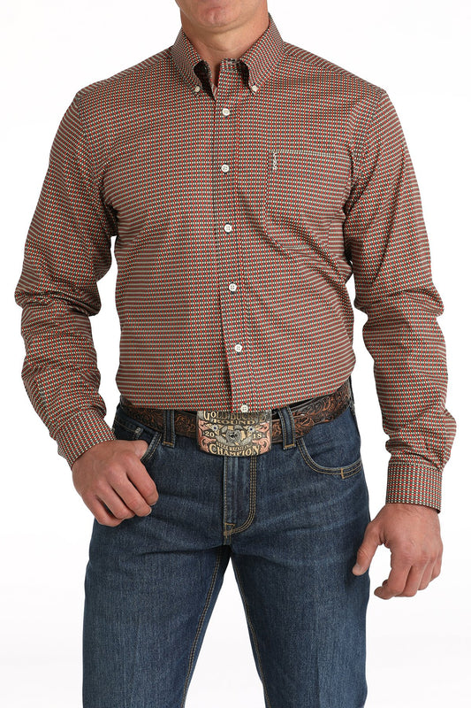 Camisa vaquera Cinch de corte moderno con estampado geométrico y botones para hombre (MTW1347111 - Azul marino)