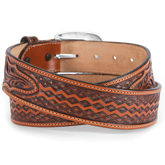 Justin Men’s Diamond Road Tan Leather Belt (C14074)