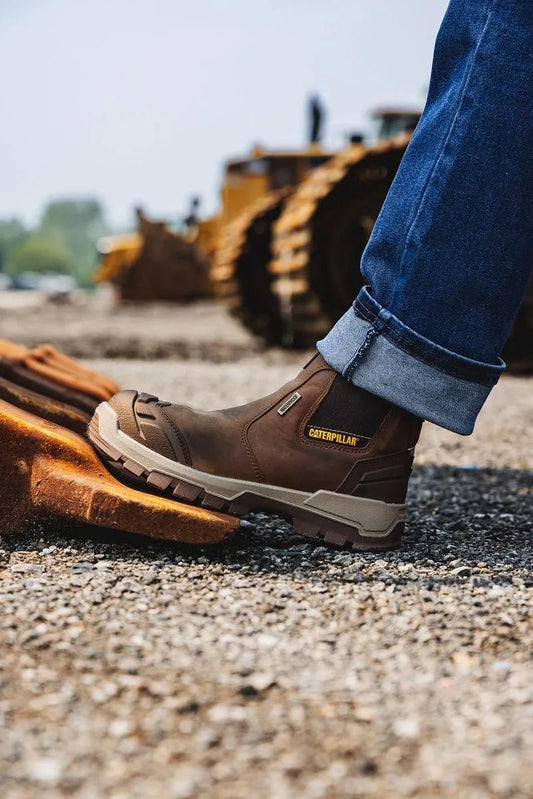 Botas de trabajo impermeables con puntera de acero Striver XL Chelsea para hombre (P91819) de Caterpillar - Marrón Medio
