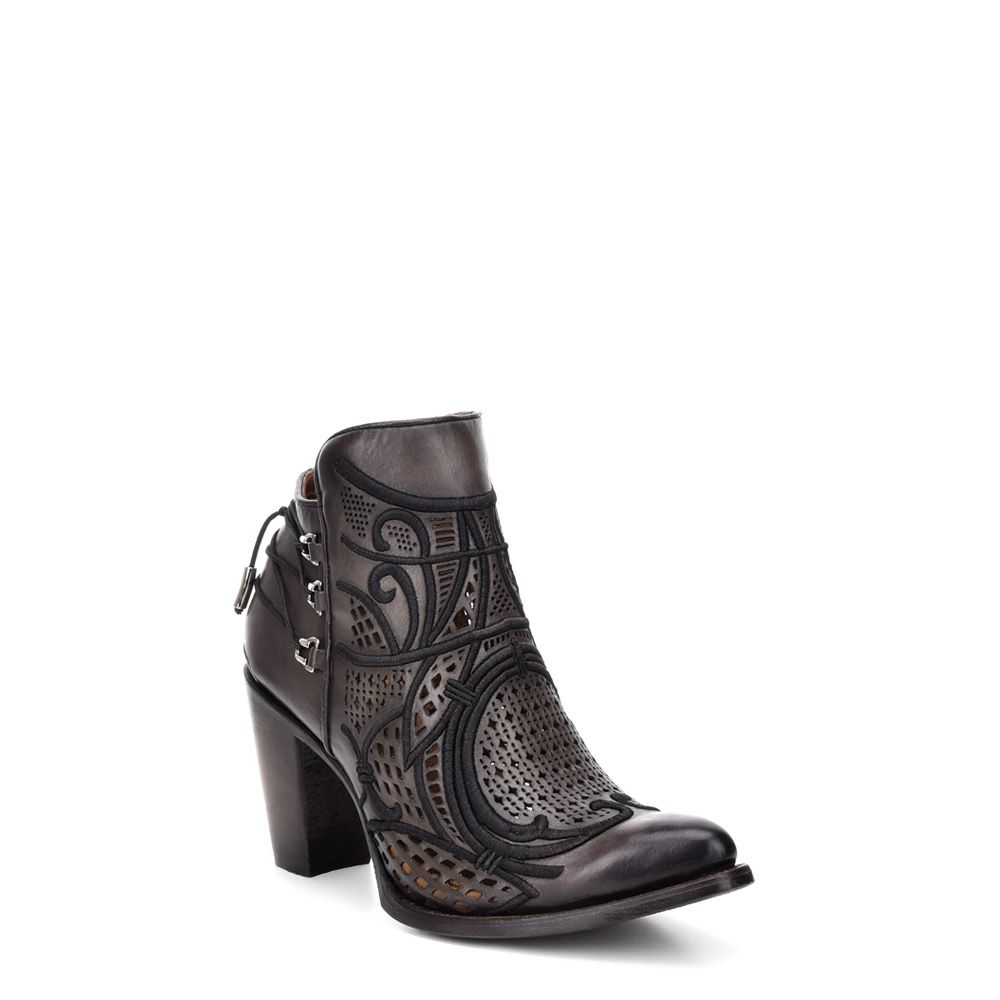 Botines Cuadra grises con bordados al tobillo para mujer (CU435/3F48RS - Crust Tokio Gris)