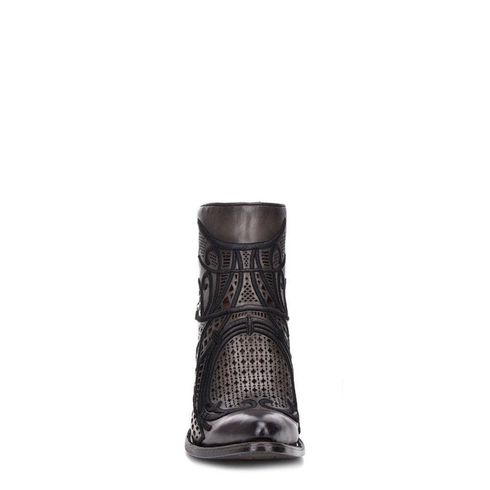 Botines Cuadra grises con bordados al tobillo para mujer (CU435/3F48RS - Crust Tokio Gris)