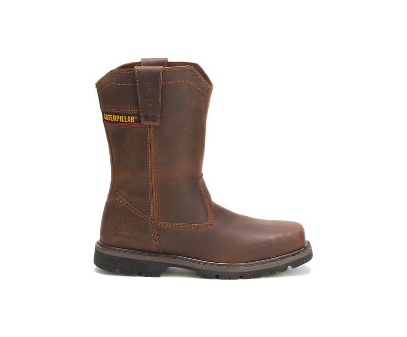 Bota de trabajo Caterpillar Wellston con puntera de acero para hombre (P90439 - Marrón oscuro - Puntera de acero)