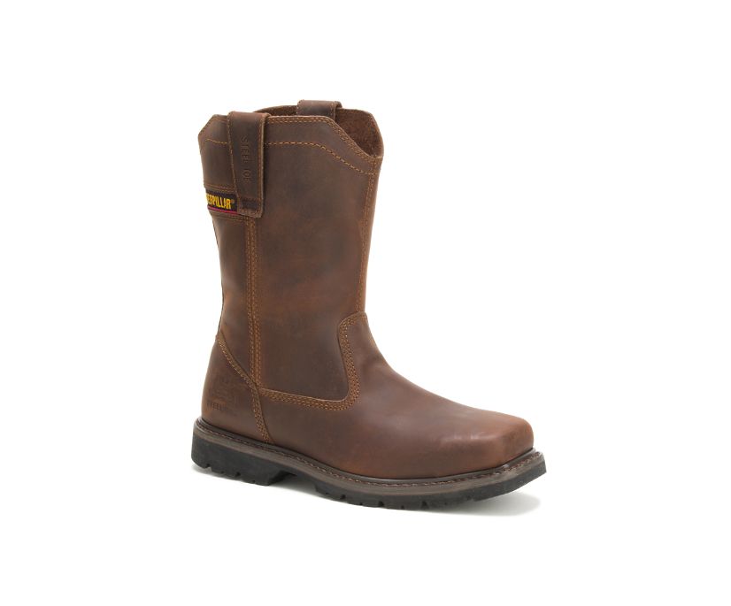 Bota de trabajo Caterpillar Wellston con puntera de acero para hombre (P90439 - Marrón oscuro - Puntera de acero)