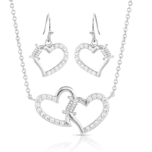 Montana Silversmiths Victory in Love Crystal Barbed Wire Jewelry Set (JS5371)