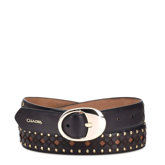 Cuadra Women's Belt CD895RS (Black Laser & Woven)