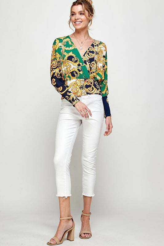Melon Fashion Women's Shirt (MT3122-13 / Green/Gold)