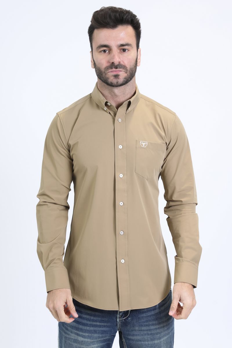 Camisa de manga larga Platini Performance para hombre color caqui (PCL10802 Caqui)