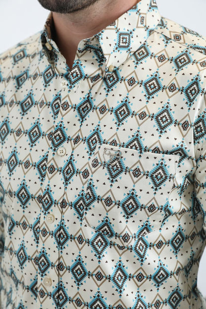 Camisa Platini de satén de algodón, corte moderno, manga larga, color beige para hombre (CWL11062 Beige)