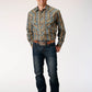 Roper Men's Long Sleeve Snap Green Rust Tan Small Scale Plaid Western Shirt (01-001-0101-1061 GR)