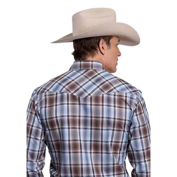 Roper Brown/Blue Plaid Mens Long Sleeve Shirt (1-01-101-2028 BR)