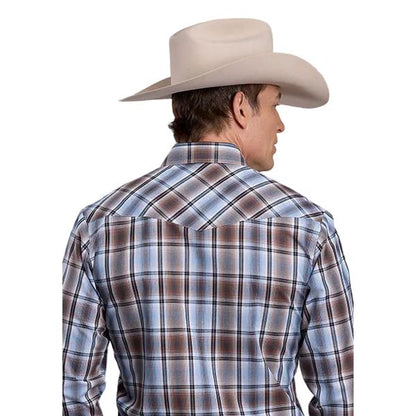 Roper Brown/Blue Plaid Mens Long Sleeve Shirt (1-01-101-2028 BR)