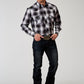 Roper Men's Long Sleeve Snap Black and White Plaid Western Shirt (01-001-0101-3005 BL)