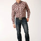 Roper Men's Long Sleeve Snap Wine Black Cream Plaid Western Shirt (01-001-0101-6036 WI)
