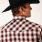 Roper Men's Long Sleeve Snap Wine Black Cream Plaid Western Shirt (01-001-0101-6036 WI)
