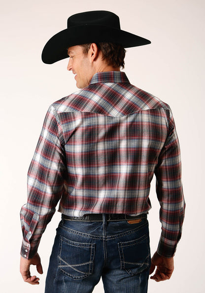 Roper Men's Long Sleeve Snap Red Black White Plaid Western Shirt (01-001-0101-6041 RE)