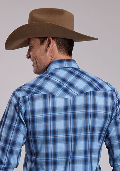 Roper Multi Blue Plaid Mens L/S Shirt (1-01-101-7010 BU)