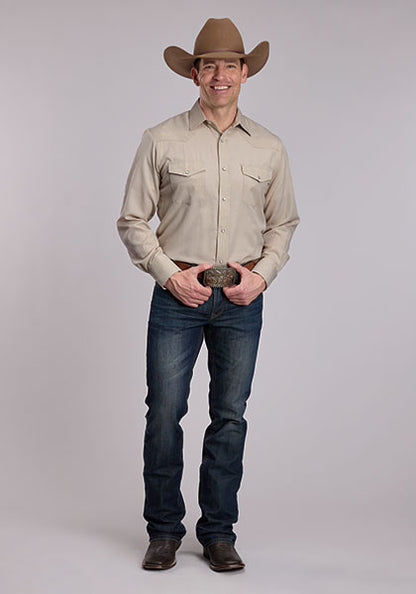 Roper Tone/Tone Tossed Steerhead Mens L/S Shirt (1-01-145-7029 TA)