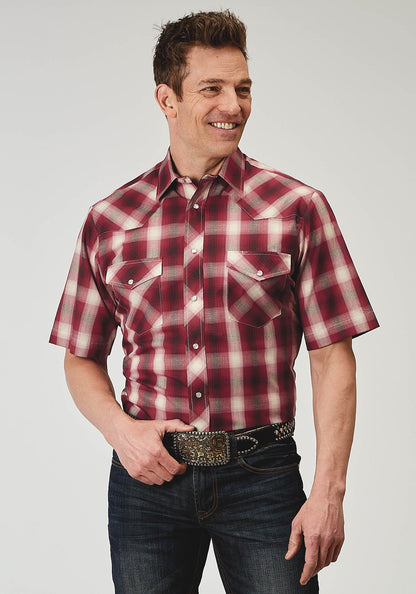 Roper Men's Short Sleeve Snap Red Plaid Western Shirt (01-002-0101-3007 RE)
