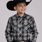 Roper Boys Long Sleeve Snap Forrest Black Tan Plaid Western Shirt (01-030-0101-1078 GR)