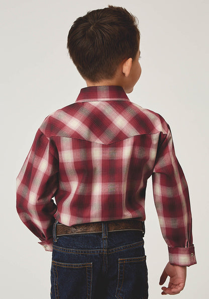 Camisa vaquera de manga larga con broches a cuadros rojos para niño Roper (01-030-0101-3007 RE)
