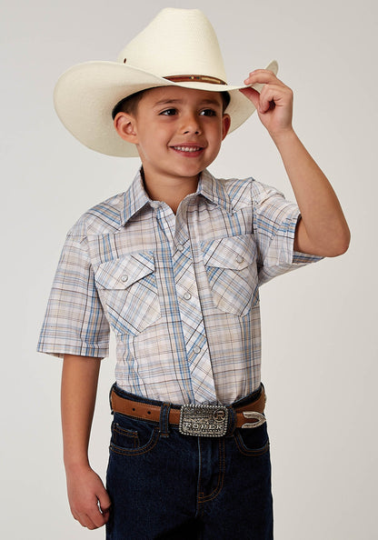Roper Boys Short Sleeve Snap Multi Plaid Western Shirt (01-031-0101-3009 MU)