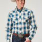 Roper Men's Long Sleeve Snap Arrow Dobby Plaid Western Shirt (03-001-0062-0313 BU)