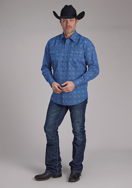 Roper Snap Mens L/S Shirt (3-01-225-1016 BU)
