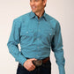 Roper Men's Long Sleeve Snap Diamond Print Turquoise Western Shirt (03-001-0225-6019 BU)