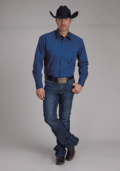 Roper Snap Mens L/S Shirt (3-01-265-0129 BU)