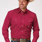 Roper Men's Long Sleeve Solid Poplin Stretch Red Western Shirt (03-001-0265-2107 RE)