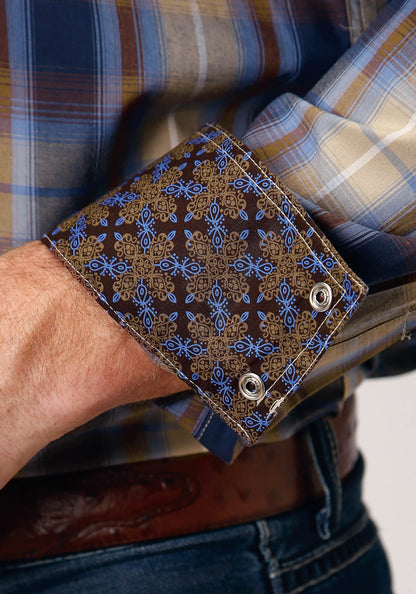 Roper Men's Long Sleeve Snap Ranch Plaid Western Shirt (03-001-0278-1052 BR)