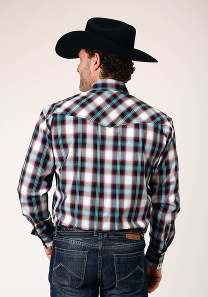Roper Men's Long Sleeve Snap West Plaid Western Shirt (03-001-0278-1053 BL)