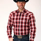 Roper Men's Long Sleeve Snap Basic Red Plaid Western Shirt (03-001-0278-1054 RE)