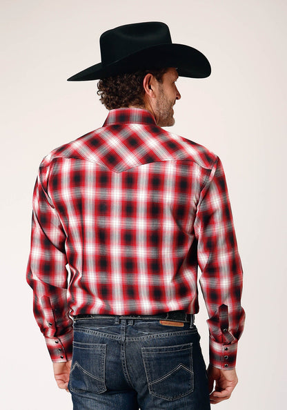 Roper Men's Long Sleeve Snap Basic Red Plaid Western Shirt (03-001-0278-1054 RE)