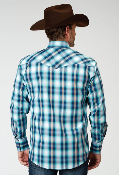 Camisa vaquera Roper de manga larga con broches a presión para hombre (03-001-0278-2094 BU)