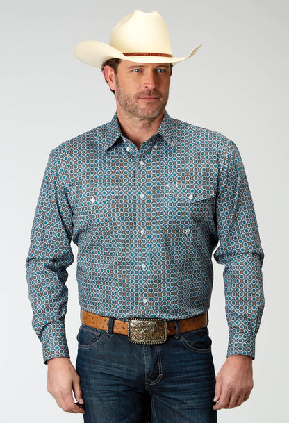 Roper Men's Long Sleeve Button Frontier Foulard Western Shirt (03-001-0325-2028 MU)