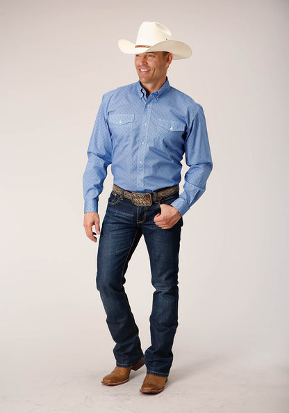 Roper Men's Long Sleeve Button Thistle Foulard Western Shirt (03-001-0325-4019 BU)