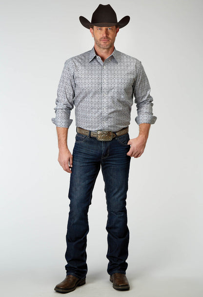 Roper Men's Long Sleeve Button Silver Medallion Western Shirt (03-001-0326-2026 GY)