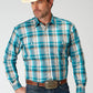 Roper Men's Long Sleeve Button Waters Edge Plaid Western Shirt (03-001-0378-2095 MU)
