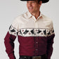 Roper Men's Long Sleeve Snap Bull Aztec Border Western Shirt (03-001-0421-0308 RE)